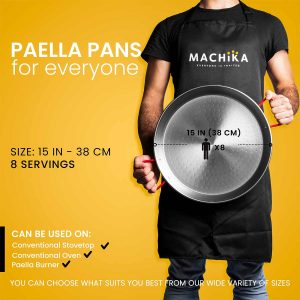15 In Polished Steel Paella Pan | 38 cm | 8 Servings