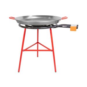 Garcima Ibiza Paella Pan Set with Burner, 28 Inch Carbon Steel Outdoor Pan and Reinforced Legs